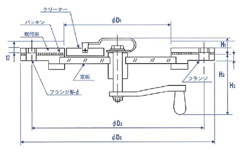 クリーナー付透明窓の寸法図