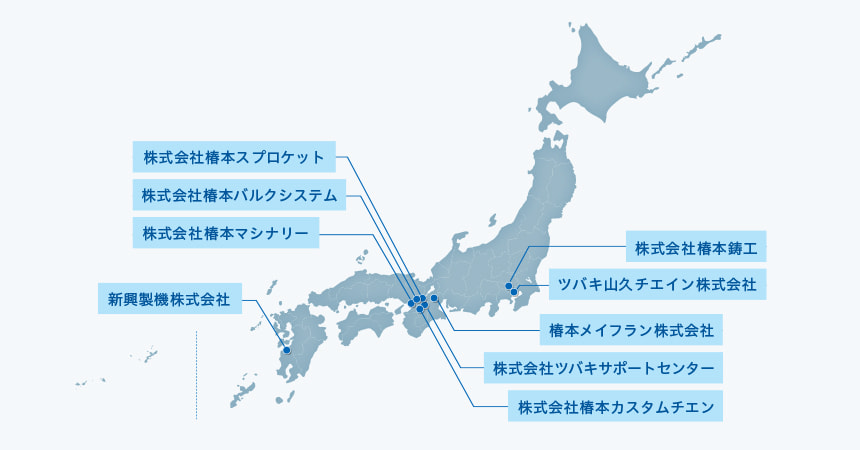 主要な拠点を引き出し線でマーク