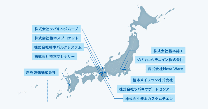 主要な拠点を引き出し線でマーク