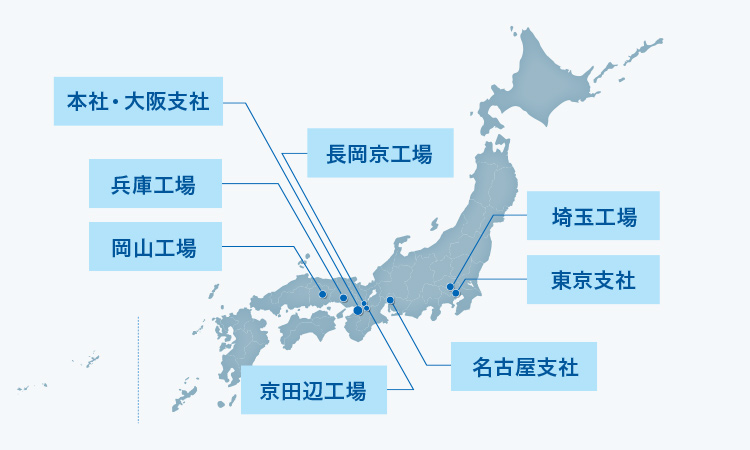 主要な拠点を引き出し線でマーク