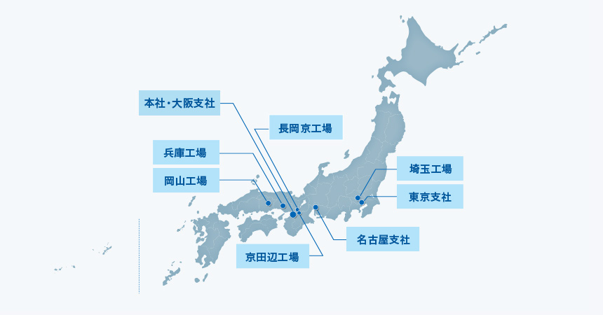 主要な拠点を引き出し線でマーク